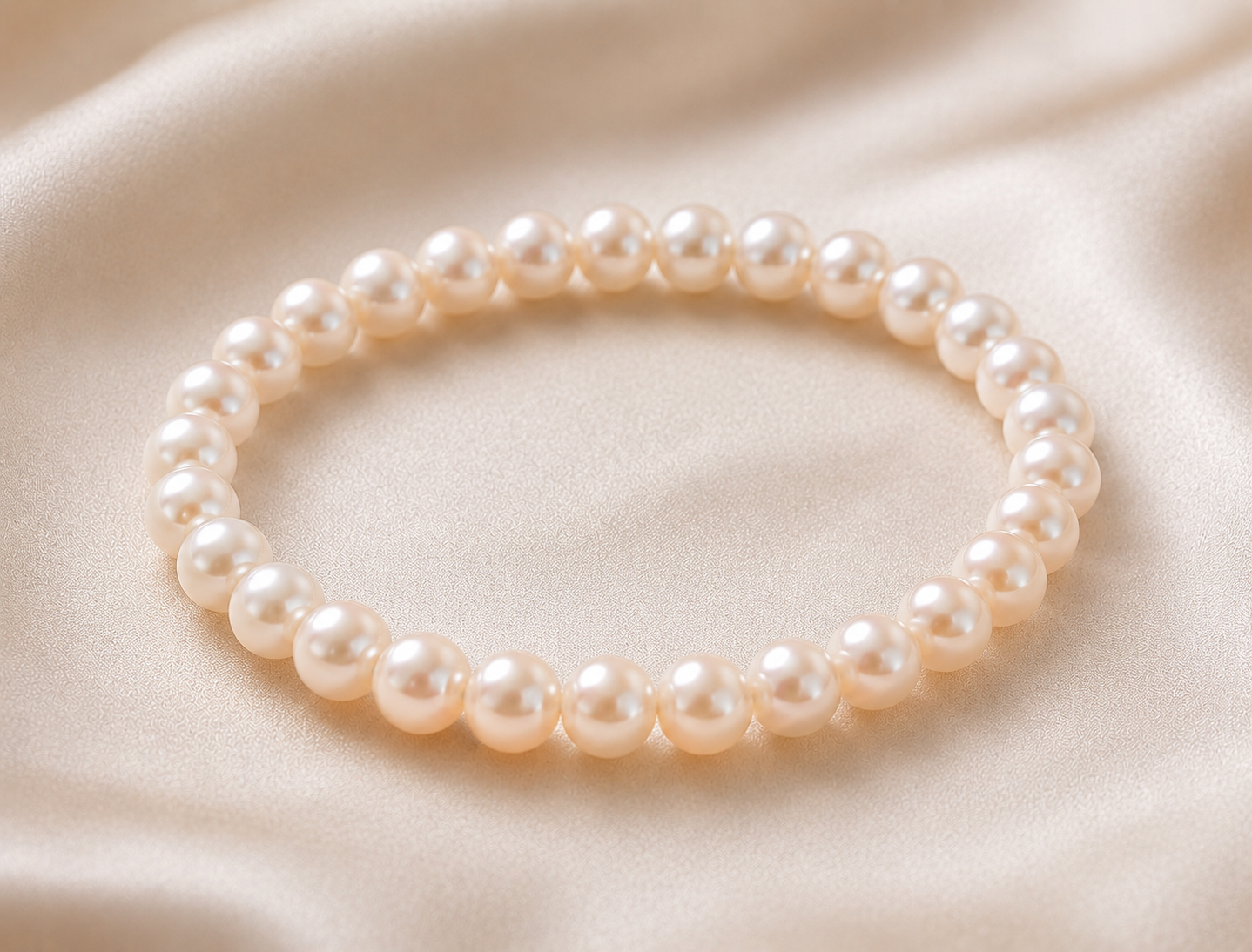 Pulseira de Pérola Branca — Elástica 7,5", Sem Fecho